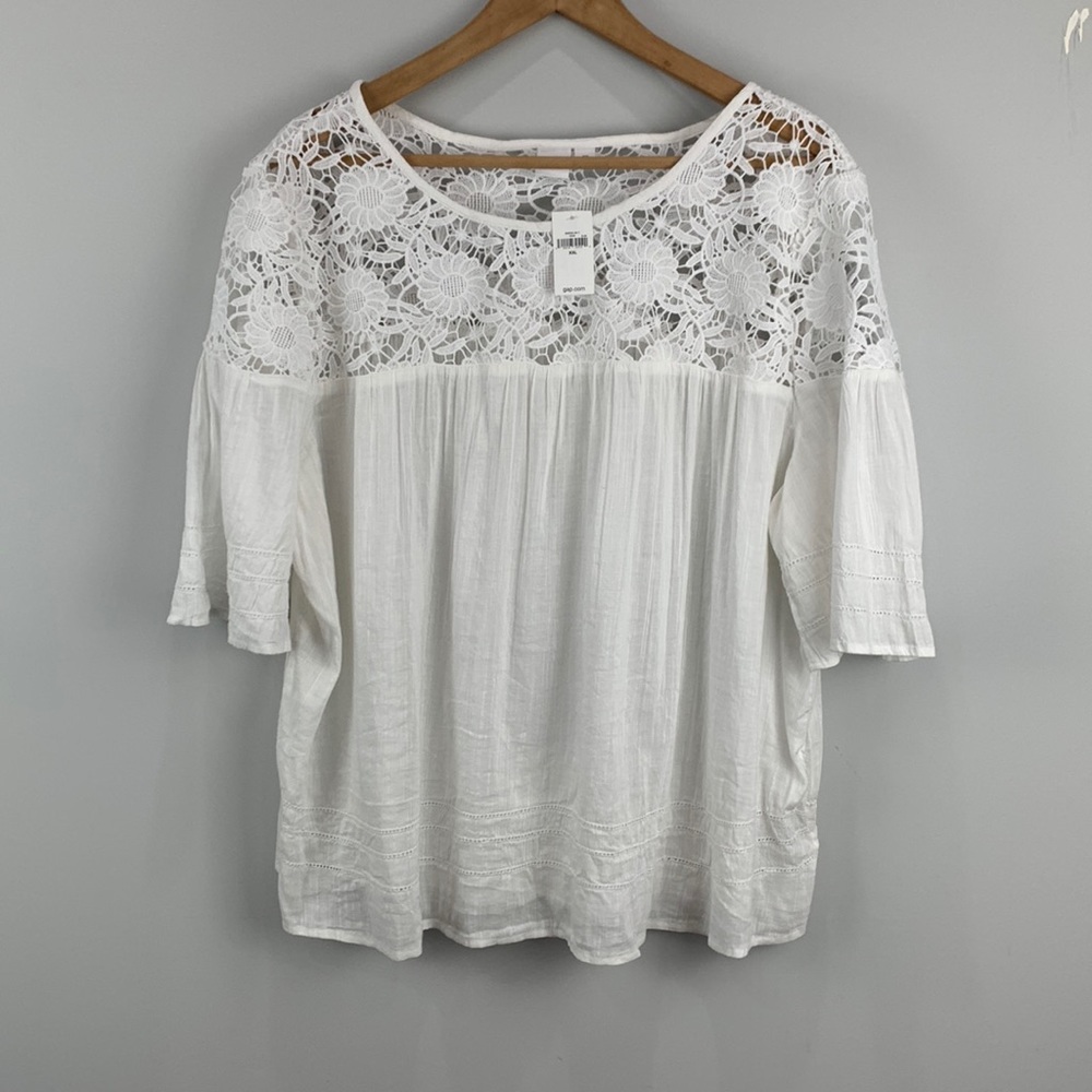 Gap White Gauzy Eyelet Top- XXL